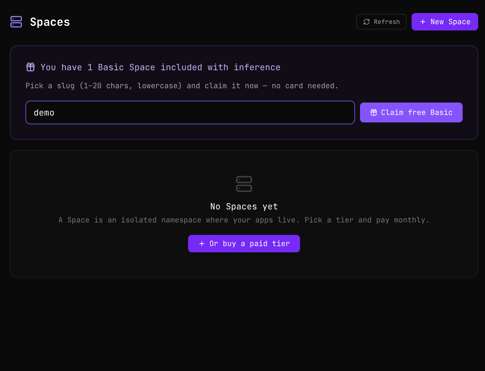 Reclamar un Space Basic gratuito